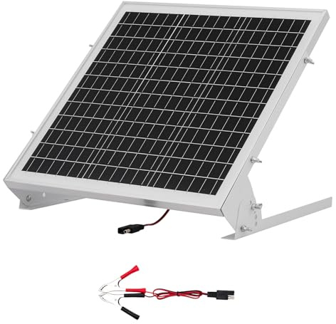 VEVOR Caricabatterie per Pannello Solare da 20 W e 12 V, Celle Monocristalline, Controllo MPPT Esterno, Staffa di Montaggio Regolabile, Impermeabile IP65, per Auto, Barche, Camper, Rimorchi