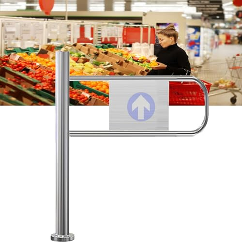 One-Way Security Swing Gate for Supermarkets, Stainless Steel Spring-Loaded Entry/Exit Barrier, Simple & Double Leaf Half-Gate System