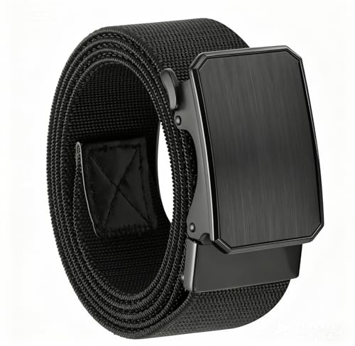 VINATO Cintura Tattica Elastica Uomo, Cinturone Militare Regolabile Senza Fori, 4cm x 125cm, per Lavoro, Trekking e Attività Outdoor (Nero)