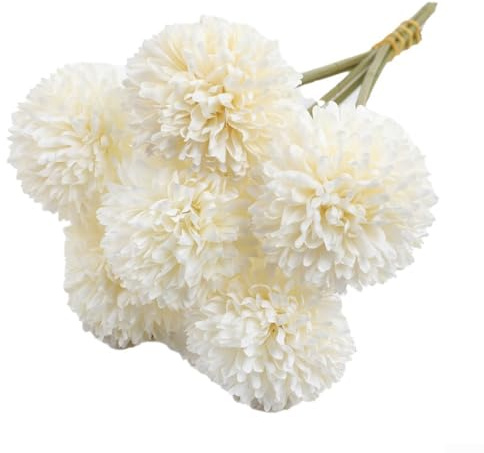 FACAIIO Paquete de 6 flores artificiales de crisantemo de hortensias de seda de plástico para decoración de bodas, verde, blanco, morado, azul, rosa