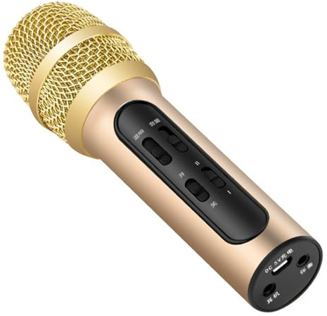 Cabilock Professionelles Kondensatormikrofon Live Gesang Handmikrofon mit 14 mm Großmembran USB Ladefunktion Kompatibel für Smartphone Computer Mobiles Karaoke Mikrofon