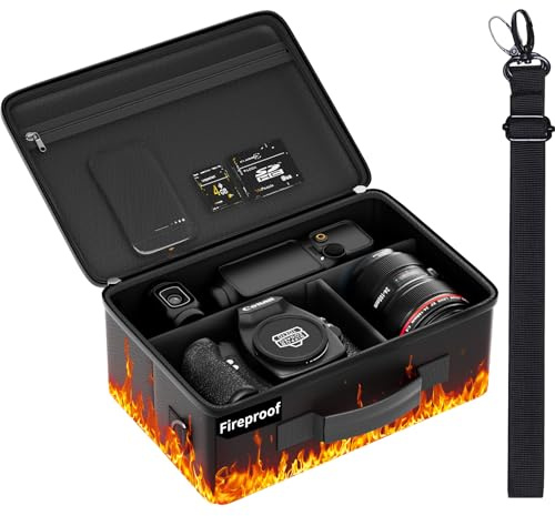 Tamfile Fireproof Camera Case, Water-Resistant Travel Hard Camera Box Black