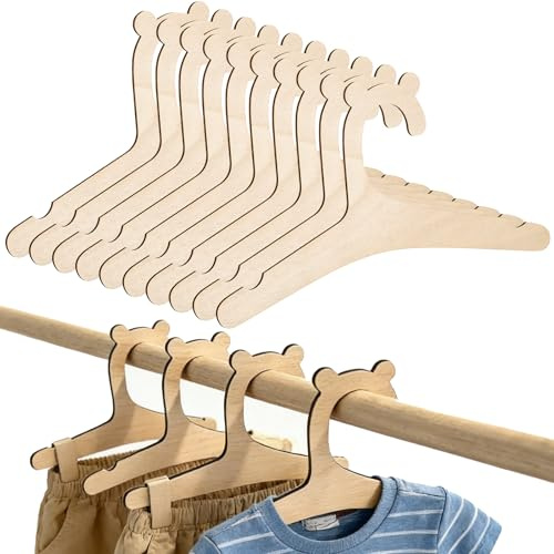 JJUNW 10 Pezzi Grucce Per Bambini In Legno Appendiabiti Per Bambini Antiscivolo Appendiabiti Per Vestiti E Cappotti