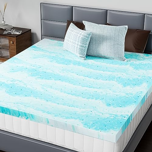 DUMOS Mattress Toppers Memory Foam Twin Size, 3 Inch Thick Bed Topper Pad Cooling Gel Infused Soft Comfy Padding Breathable for, CertiPUR-US Certified, Blue