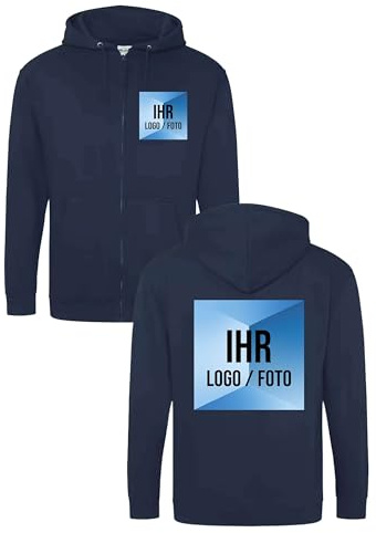 NIMAMA Personalisierte Herren Sweatjacke mit Kapuze Bedrucken Lassen - Zip Hoodie Jacke als Geschenk für Männer selbst gestalten - Arbeitsjacke als Arbeitskleidung mit Foto oder Logo
