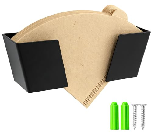 TAIANJI Wall-Mounted Coffee Filter Holder, Iron Cone Paper Rack, Black
