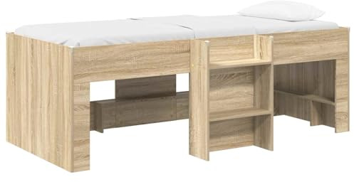 Owoxanthellate Lettino a soppalco per bambini con scaletta, 90 x 200 cm, in legno dal design moderno, robusto e salvaspazio, per piccole camere da letto