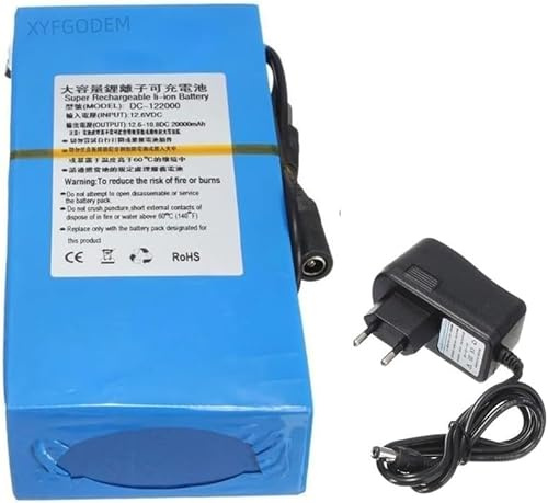 Batería de Litio 12 V CC y 20 000 mAh, portátil, extraíble, para Tiras Luces LED, Sistemas Alarma Dispositivos Exterior