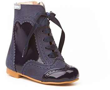Botas Pascualas Charol-Napa para Niñas Todo Piel mod.1000. Calzado Infantil Made in Spain, Garantia de Calidad. (27, Azul Marino)