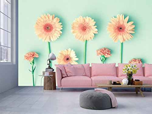 Fotomural Vinilo Pared Flores margaritas | Fotomural para paredes | Mural | Vinilo Decorativo | Varias Medidas 350 x 250 cm | Decoración comedores, salones, habitaciones...