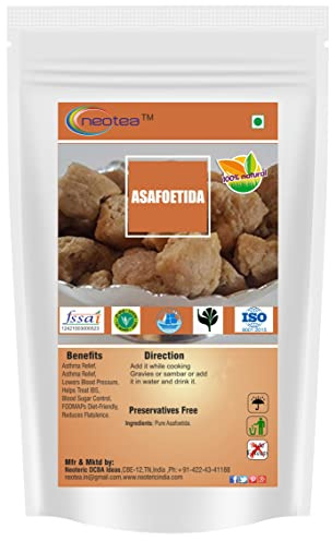 Neotea Organic Asafoetida | Pure Organic Hing | 100 GM (3.52 OZ) | Hengu Ingu Kayam and Ting Whole | 100% Pure And Organic Food Spice | Indian Flavor For Food | Premium-Quality Whole Hing | Best for Onion Garlic Substitute | Asafetida Spice for Cooking | All Natural | Salt Free | Vegan | Non-GMO- 100% Authentic