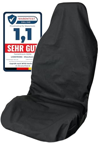 LIONSTRONG® Autositzschoner Vordersitz universell kompatibel [WASSERDICHT] - Autositzbezüge Vordersitze - Sitzschoner Sitzbezüge Auto - Autositz Sitzschutz - Werkstattschoner - Polyester
