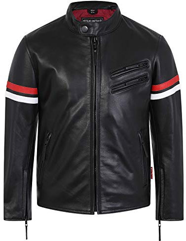 Skintan Kane - Giacca da moto in pelle per bambini, Nero , 12 anni