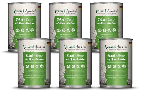 Venandi Animal Mangime per Gatti Premium, Pecora come Mono-Proteina, Senza Cereali - Pacco da 6 x 400 g