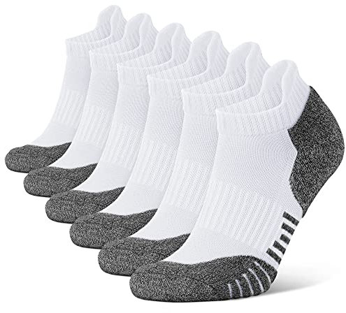 CLOSEMATE 6 Calcetines Tobilleros Deporte Bajos Algodon Respirable Antideslizantes Cortos para Correr Trail Running Ciclismo Hombre y Mujer Negro Blanco Gris