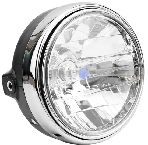 AHL Faro HalóGeno para Motocicleta, Faro Retro Redondo Cromado De 12 V Compatible con SUZUKI GSX1400/SV650/SV1000/BANDIT GSF650/GSF 1200/GSF1250 / YAMAHA XJR400/XJR1200/XJR1300