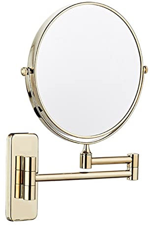 Nicesail Wand Kosmetikspiegel mit Vergrößerung 10x - Schminkspiegel Gold - 360° Swivel Extension - Rasierspiegel Wandmontage - Vergrößerungsspiegel für Bad,Durchmesser 20cm