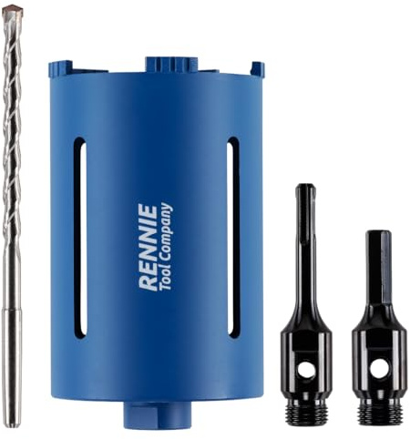 107mm x 150mm Long Diamond Core Drill Bit Set Includes SDS Adapter, Hex Shank Adapter & Centre Drill Bit. To Be Used In Concrete Masonry Brick Block Stone Granite Diamond Drill Bit Core Accessories