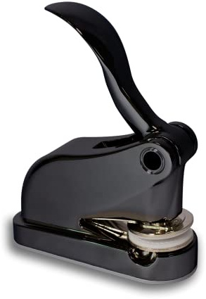 Personalisierbarer Prägestempel Ø 40mm Shiny Model-EGX für eigene Motive - Schwarze Tisch-Prägezange mit Text und Logo selbst gestalten