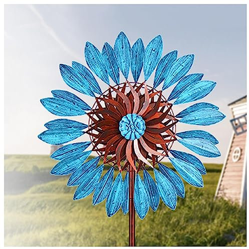 Windrad Metall, 213 cm WindmüHle Garten, Edelstahl Kugellager Gartenstecker Windrad, FüR Den AußEnbereich,Terrasse, Rasen