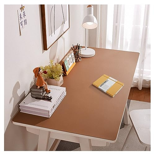 Groß Schreibtischmatte Leder Wasserdichte Schreibtischunterlage Kunstleder Warme Mauspad Schreibtisch Unterlage Abwischbar Tischmatte Schreibtisch Rutschfest Tischauflage Esstisch (60x140cm,Brown)