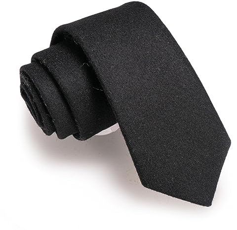 JEMYGINS Herren Schmale Krawatte aus Wolle 6CM - Modische Herren Wolle Krawatte in Schmalem Design mit klassischem Stil