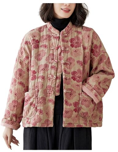 UNeedVog Veste De Floral De Style Chinois Traditionnel De Coton En Coton