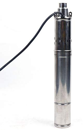 250W Brunnenpumpe, 3 zoll Pumpendurchmesser Tiefbrunnenpumpe, Maximaler Durchfluss 2000 L/h, Max Förderhöhe 100m,Tiefbrunnenpumpe aus Edelstahl, Sandverträglich Chraubenpumpe mit 15m Kabel