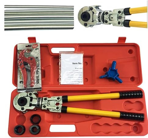 Rohr-Crimpzange TH 16-32mm 6 Ton Alu Presszange Verbundrohr Rohrpresszange Aluverbundrohr Kupferrohr Presswerkzeug Biegefeder Kalibrierer Handpressenzange für Rohre 16x2mm,20x2mm,26x2mm