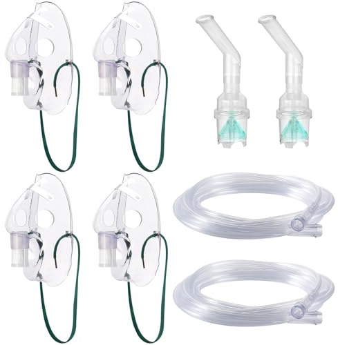 Ipuuyiki 2 Set Nebulizer Replacement Kit for Adult, Transparent with Skin/White hue, Polypropylene (PP), 10.5*6.5 cm