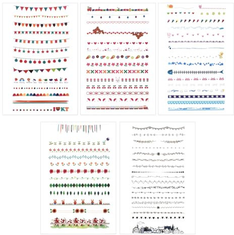 5 Piezas Pegatinas Scrapbooking para Álbum de Fotos, Decorar Cuadernos, Línea Divisoria, Diario, Laptop y Creación de Tarjetas