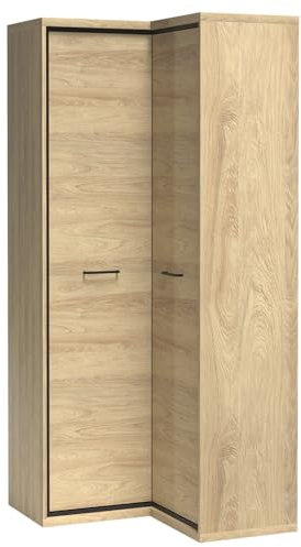 Lomadox Eckkleiderschrank Kleiderschrank Garderobenschrank Schlafzimmerschrank Hängeschrank Wardrobe in braun in Eiche