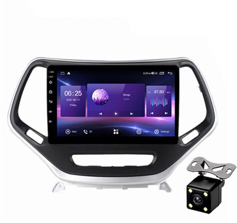 ZhiQin 4+32g,Autoradio Android 12 Stereo Auto Radio GPS Navigation per Jeep Cherokee 2014-2018 9 Pollici Bluetooth Ricevitore FM Supporto WiFi/SWC/2 Porte USB+Fotocamera Posteriore