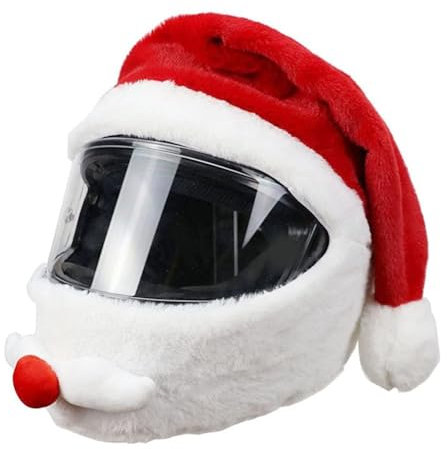 Motorrad-Helm-Abdeckung, Weihnachtsmann-Helm-Dekoration, Weihnachtsmann-Hut-Dekoration für Reiten, Radfahren