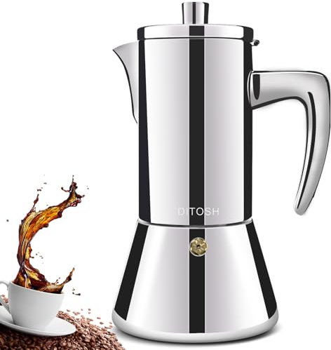 DITOSH 12 Taza Espesada 304 Acero Inoxidable Moka Pot Stovetop Espresso Maker Cafeteras Cafeteras Italianas Capaz Mocha Cafetera Greca Para Casa y Camping 600ml 20oz