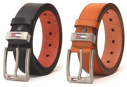 Comforso 2 Stück Herrengürtel 120 CM Herrengürtel mit Alloy Dornschließe, Einstellbare Männer Ledergürtel, Verstellbarer Gürtel für Männer Geschenke, Schwarz Und Kaffee