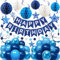 ZERODECO Decoración para Fiestas de Cumpleaños - Banderola Feliz Cumpleaños Azul Fácil de Montar con Bola de Panal, Globo, Banderines en Espiral y Guirnalda - Decoraciones para Mujeres, Hombres