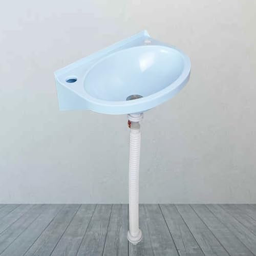 Waschbecken Hängend,Kunststoffe Waschbecken,40x28x14cm(WxDxH),robust und langlebig,blau Ausgussbecken für kleine Garderoben und Badezimmer,Hotels (A)