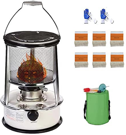 BomDog Estufa de Queroseno para Uso en Interiores Calentador Portátil de Camping Calentadores de Aceite para Tiendas de Campaña Al Aire Libre/6L/White