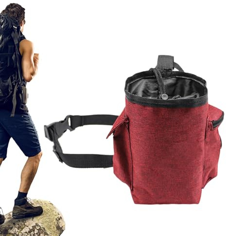 Chalk Bag Bucket, Climbing Chalk Bag - Chalk Storage with Zipper Pockets and Adjustable Waist Belt | Drawstring Organizer for Climbing at Gym,