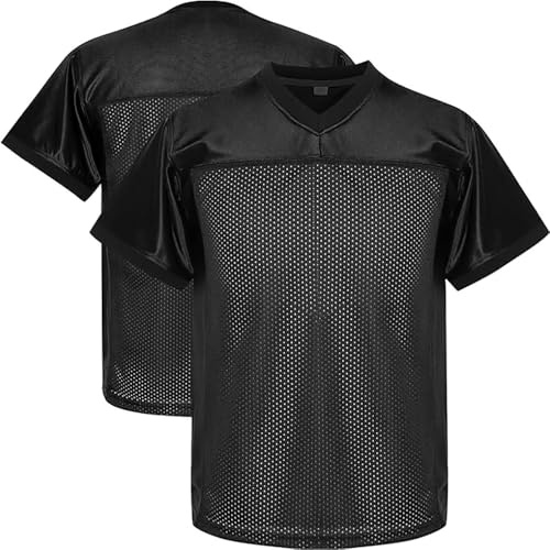 KUAIPAO Youth Blank Football Jersey, Kid's Hip Hop Jersey Sports T-Shirt for Party(M, Black01)