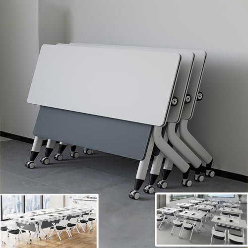 Moderner großer Konferenztisch mit leisen Rädern, 3 Stück, tragbarer Konferenztisch für Büro, Training, Klassenzimmer