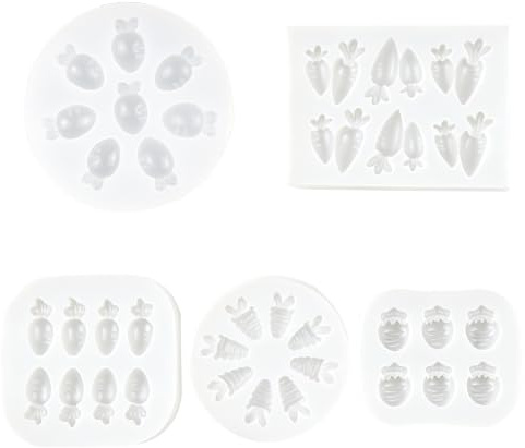 Eterspr 5 Piezas Moldes de Silicona de Zanahoria, Azúcar Artesanía Chocolate Moldes, Zanahorias en Forma de Silicona Moldes, para Molde de Galletas de Zanahoria de Conejo Para Bricolaje