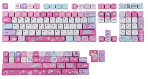 KiiBoom X Elyxirine Digital Dreams: Pastel Y2K Keycap Set, 144 Keys MOA Profile PBT Keycaps for Mechanical Keyboard, Compatible with ANSI/ISO, 60%, 65%, 75%, TKL, Full-sized Layout