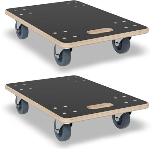 YARDIN 2 stycken rullbräda, transportskoter, möbelskoter, rullbrädor med låsbara hjul, transportör 600 x 400 x 145 mm, transportstöd för flyttning, möbeltransport max. 200 kg lastkapacitet