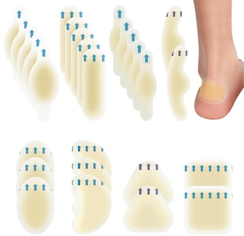 FORETOGO 28 Pezzi Cerotti per Vesciche,8 Misure Cerotti Piedi per Tallone Piede Impermeabile Cerotti per Vesciche per la Protezione di Talloni dita dei Piedi e Pelle