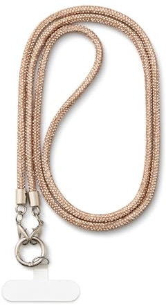 AOKSUNOVA Chaîne de téléphone portable à paillettes longue avec strass - Chaîne universelle pour téléphone portable - Glitzer Champagner Or