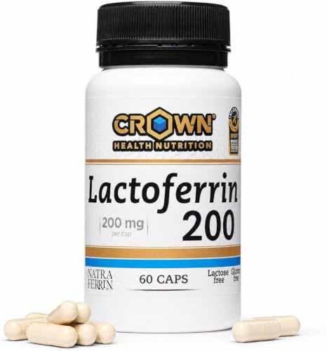 Crown Sport Nutrition Lactoferrin 200 Natraferrin® | Lactoferrina ≥95% Pureza | Suplemento de Hierro y Ferritina | Sin Lactosa | 60 Cápsulas | Informed Sport