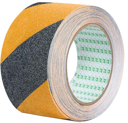 SANLI TAPE Antirutsch Klebeband 75mmx10m Schwarz-gelb Grip Tape | Hohe Traktion Anti-Rutsch-Tape Sicherheitsband Rutschfest mit Selbstkleber für Treppen, Leiter, Barrierefreier Zugang