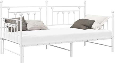 vidaXL Dagbädd med utdragbar säng, vit, 90x190 cm, stål